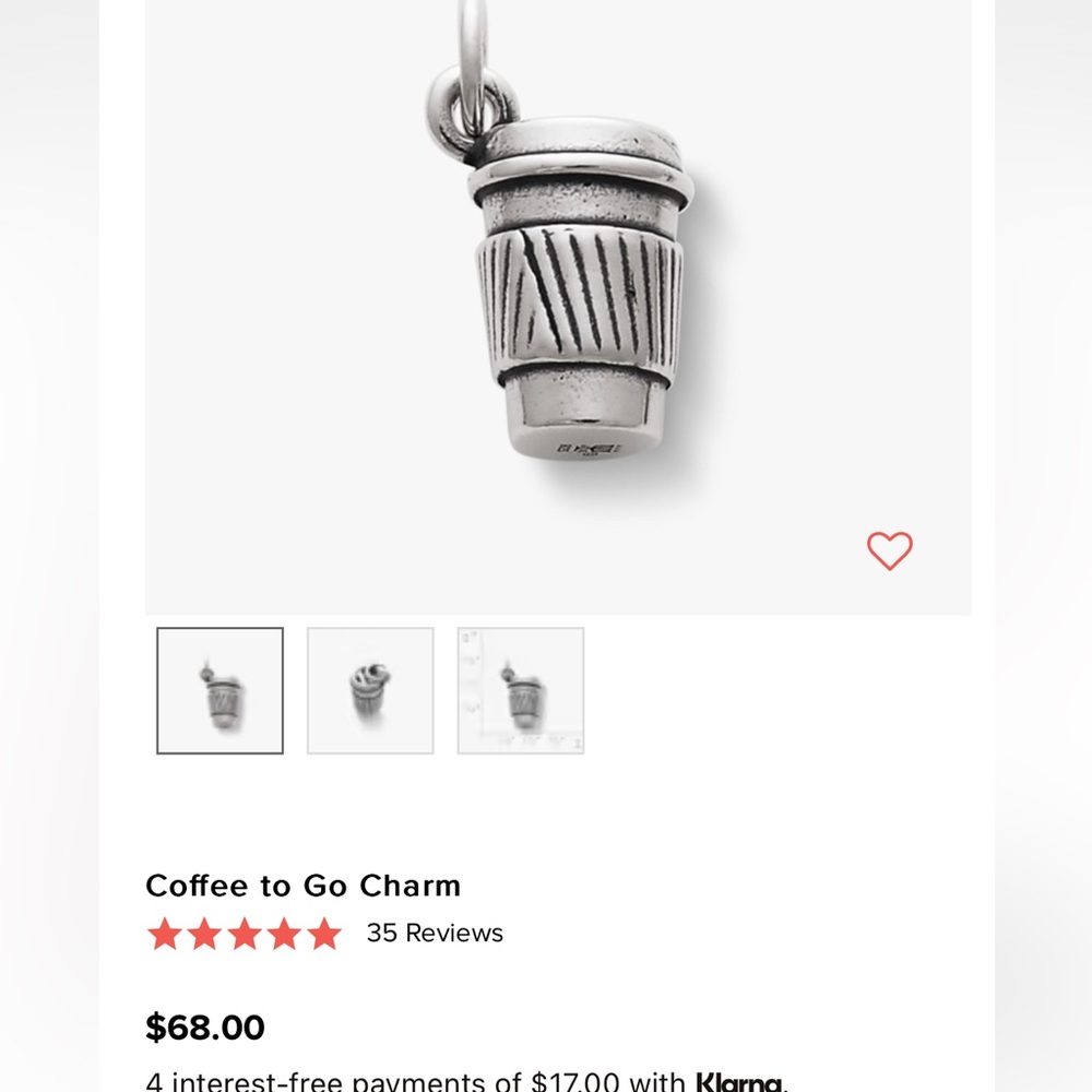 James Avery “coffee to go cup” charm